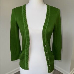 Aeropostale Green Button Front Cardigan Sweater Medium Cotton Blend Y2K